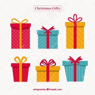 扁平设计圣诞礼品套装