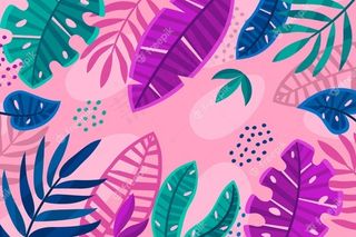 粉红色背景的热带树叶