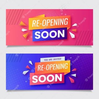 粉色和紫色重新打开soon横幅banner模板