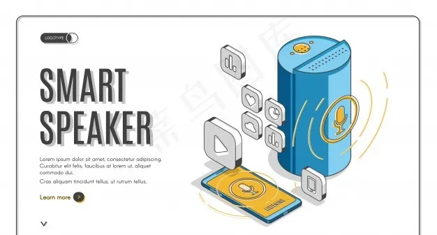智能音箱登陆复古色彩设计eps,ai矢量模版下载