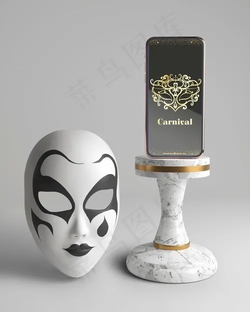手机嘉年华应用程序模型样机和面具psd模版下载