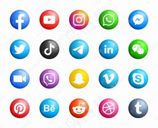 社交媒体圆形现代3d图标集