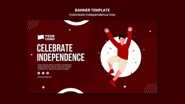 印度尼西亚独立日横幅banner概念模板psd模版下载