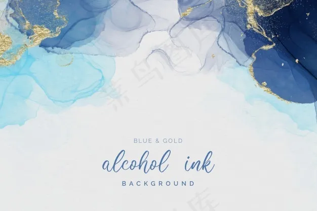 蓝色和金色酒精墨水背景eps,ai矢量模版下载
