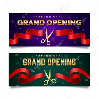 用剪刀和丝带重开横幅banner