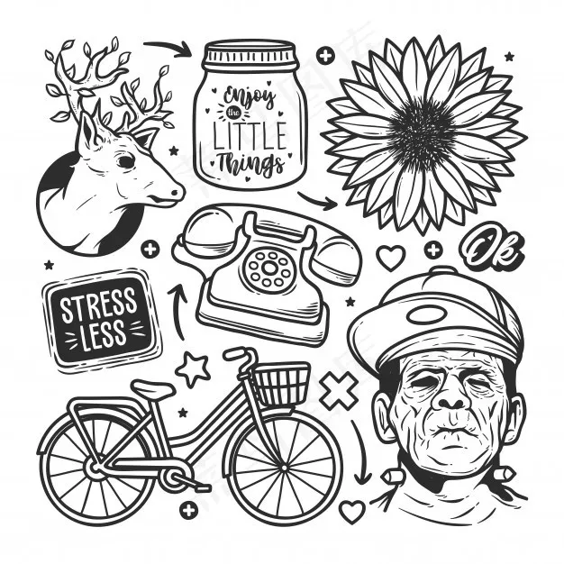 手绘涂鸦贴纸eps,ai矢量模版下载