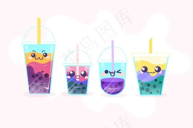 Kawaii泡茶插图eps,ai矢量模版下载