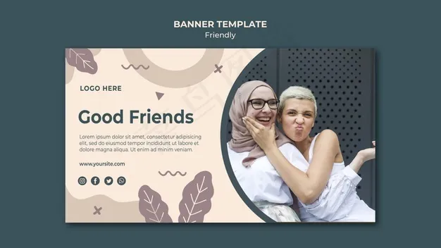 好友横幅banner网页模板psd模版下载