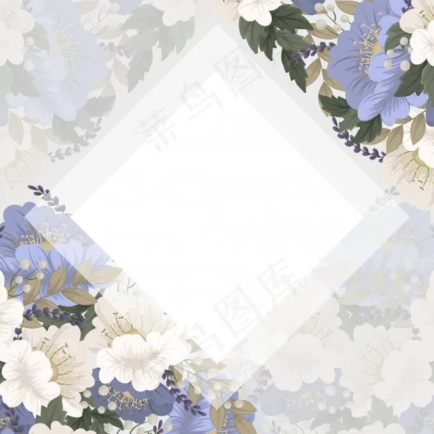春花板-浅蓝色花eps,ai矢量模版下载