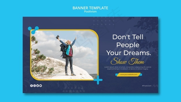 保持积极态度的横幅banner模板psd模版下载