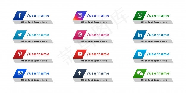 流行社交媒体图标的第三个横幅banner