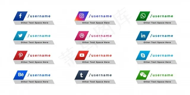 流行社交媒体图标的第三个横幅banner