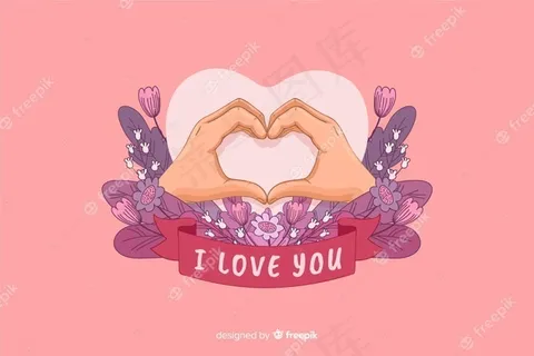 心形，手搭，我爱你丝带