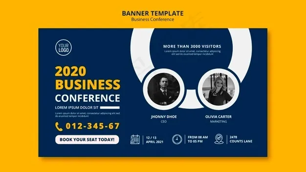 商务会议概念横幅banner模板psd模版下载