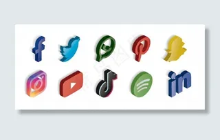 光鲜社交媒体图标集等距图