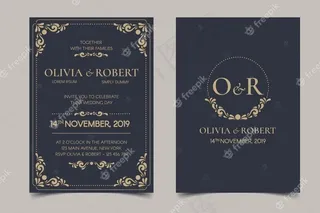 深色背景复古婚礼请柬