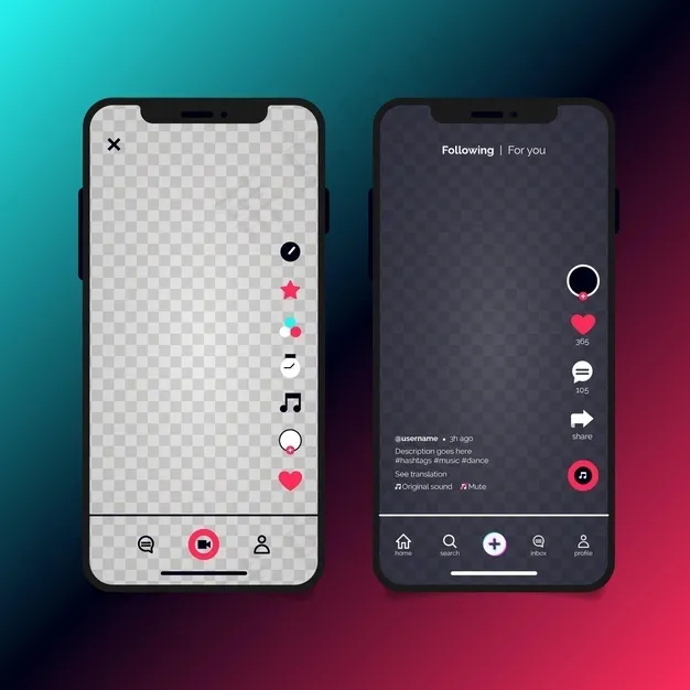 Tiktok应用程序界面模板集eps,ai矢量模版下载