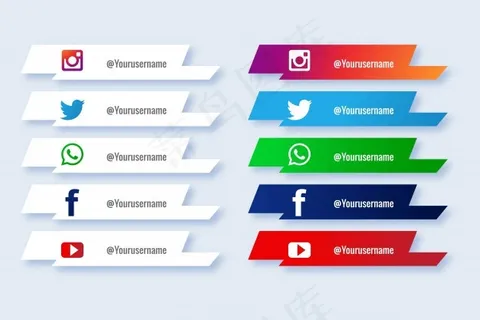 流行社交媒体下三分之一图标创意集