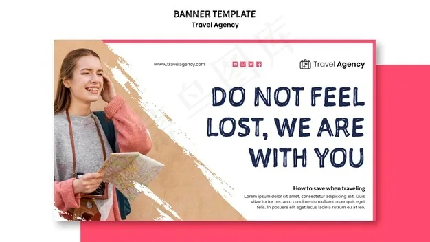 旅行社横幅banner概念psd模版下载