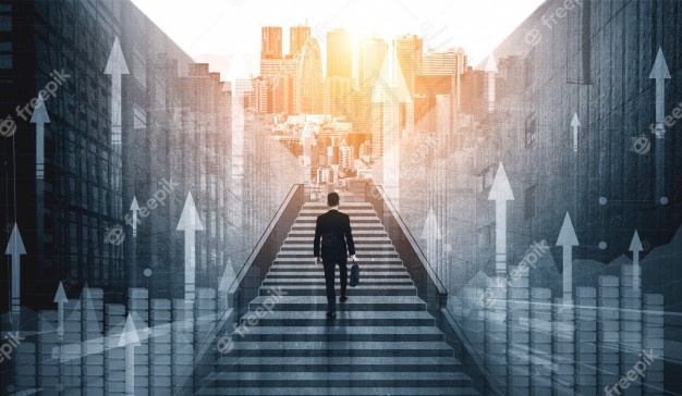 企业利润增长双重曝光形象