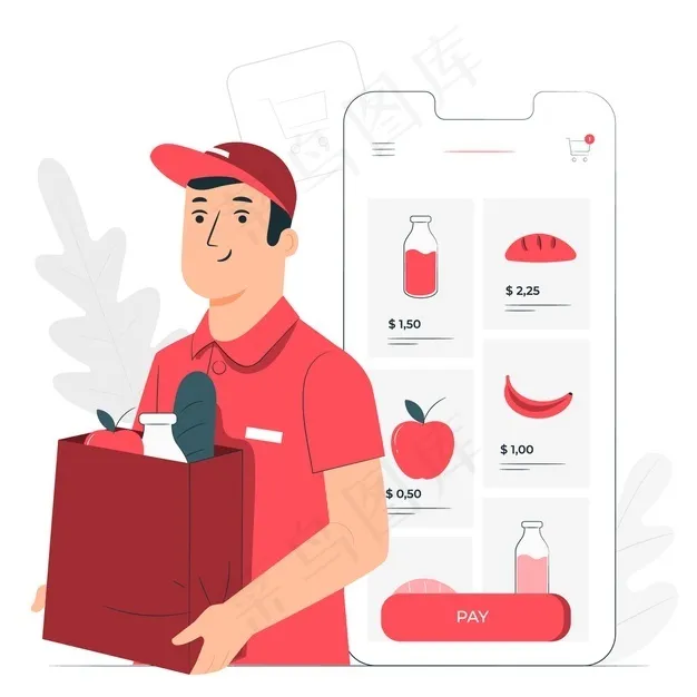 网上杂货概念图eps,ai矢量模版下载