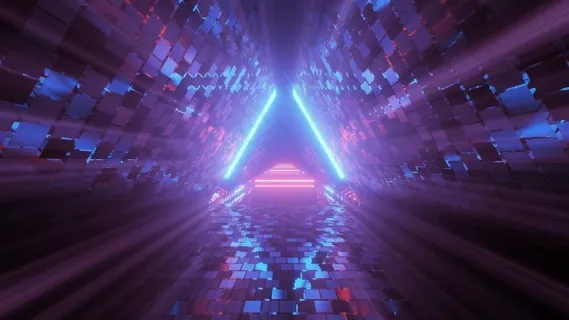 炫酷的几何三角形的霓虹激光灯-伟大的背景和墙纸