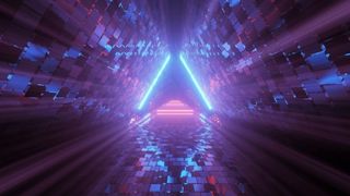 炫酷的几何三角形的霓虹激光灯-伟大的背景和墙纸