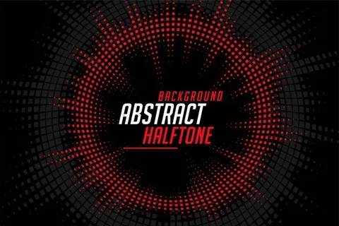 抽象半色调圆形线条红黑图案背景