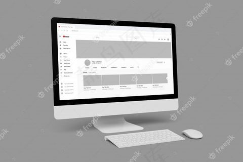 真实的电脑模型样机显示youtube频道