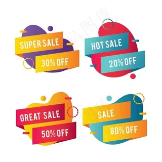 用于销售横幅banner的抽象形状和色带