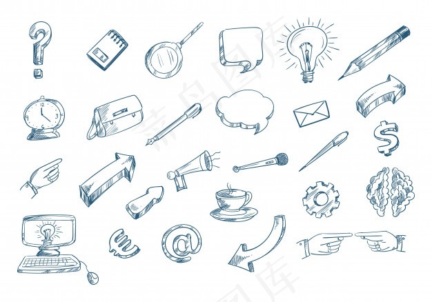 工艺素描图标集涂鸦eps,ai矢量模版下载