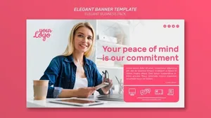 优雅的横幅banner模板与中镜头的女人