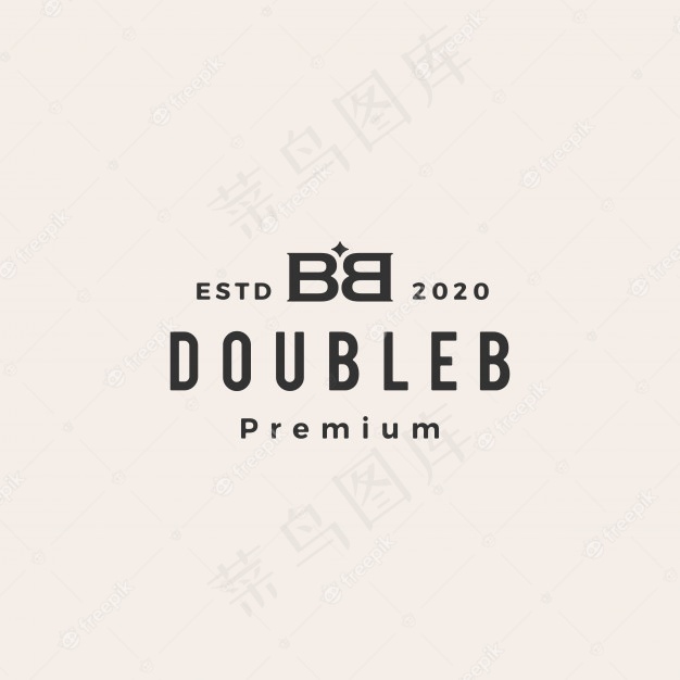 Bb双b字母标志复古标志图标插图eps,ai矢量模版下载