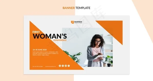 横幅banner模板的企业会议概念psd模版下载
