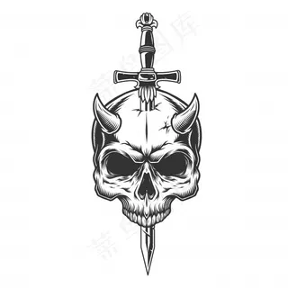 用刀刺穿了恶魔的头骨