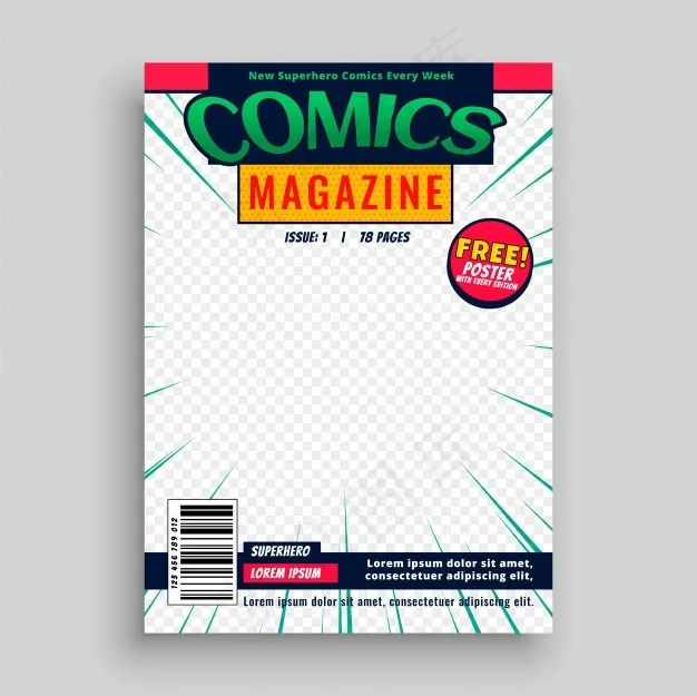 漫画书首页模板eps,ai矢量模版下载