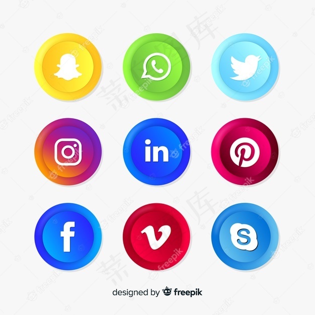 真实的社交媒体徽标集合