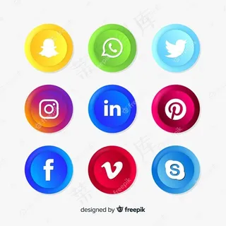 真实的社交媒体徽标集合