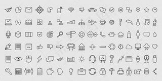 一组简单的矢量细线业务图标