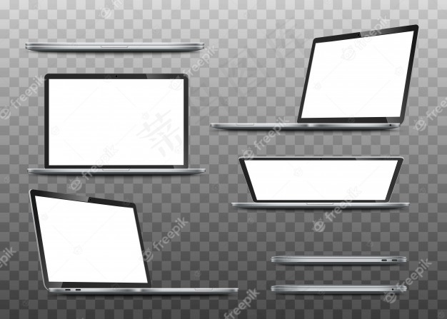 真实笔记本电脑的绝佳集合模型样机。