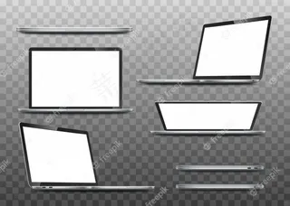 真实笔记本电脑的绝佳集合模型样机。