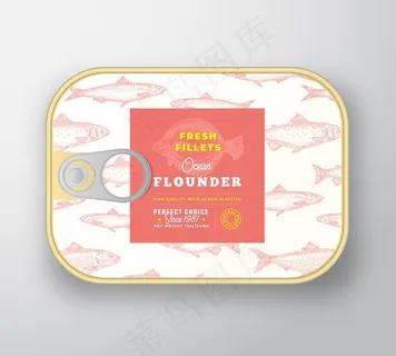 罐头鱼标签模板。