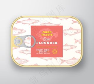 罐头鱼标签模板。