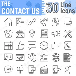 联系我们线图标集，网络符号集合