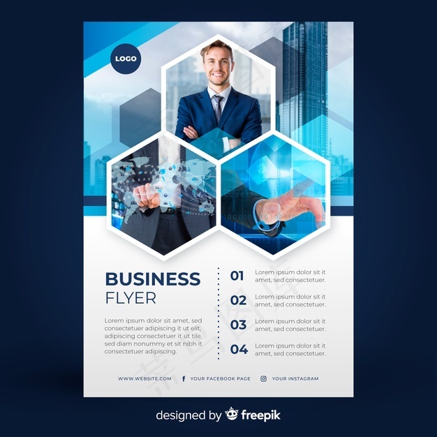 带有照片模板的抽象商业宣传单,DM传单