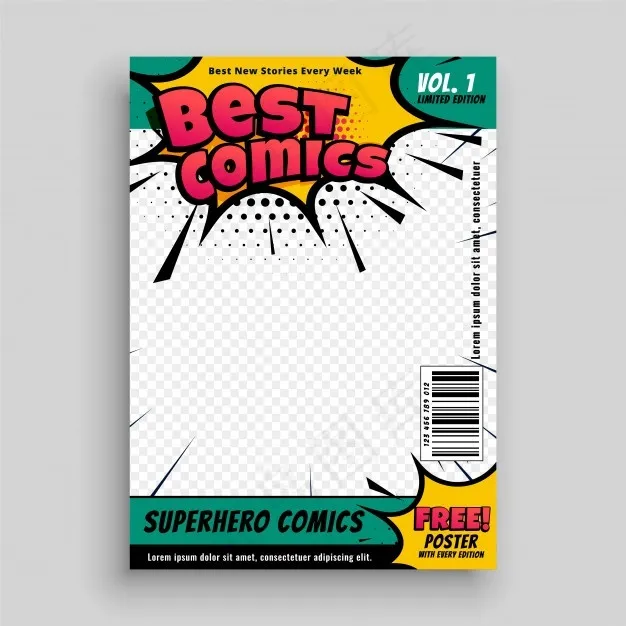 超级英雄漫画杂志封面eps,ai矢量模版下载