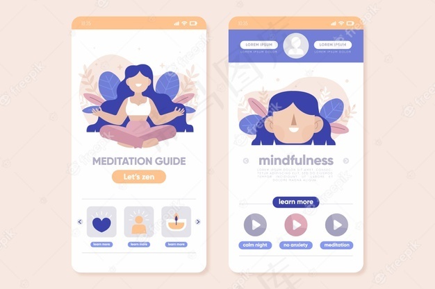 冥想设置应用程序模板eps,ai矢量模版下载