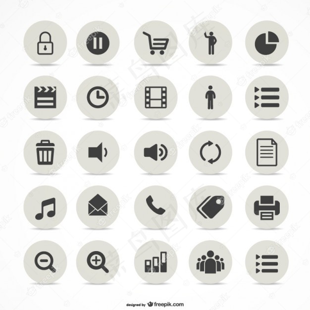 多媒体简单图标集