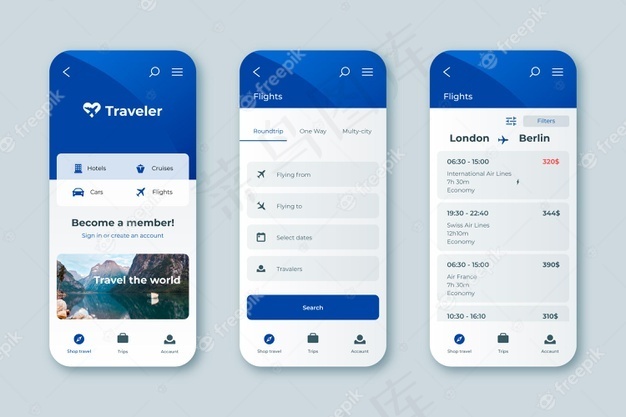 旅游预订应用界面eps,ai矢量模版下载