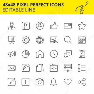 手机app移动应用程序、网站和其他平台的可编辑图标